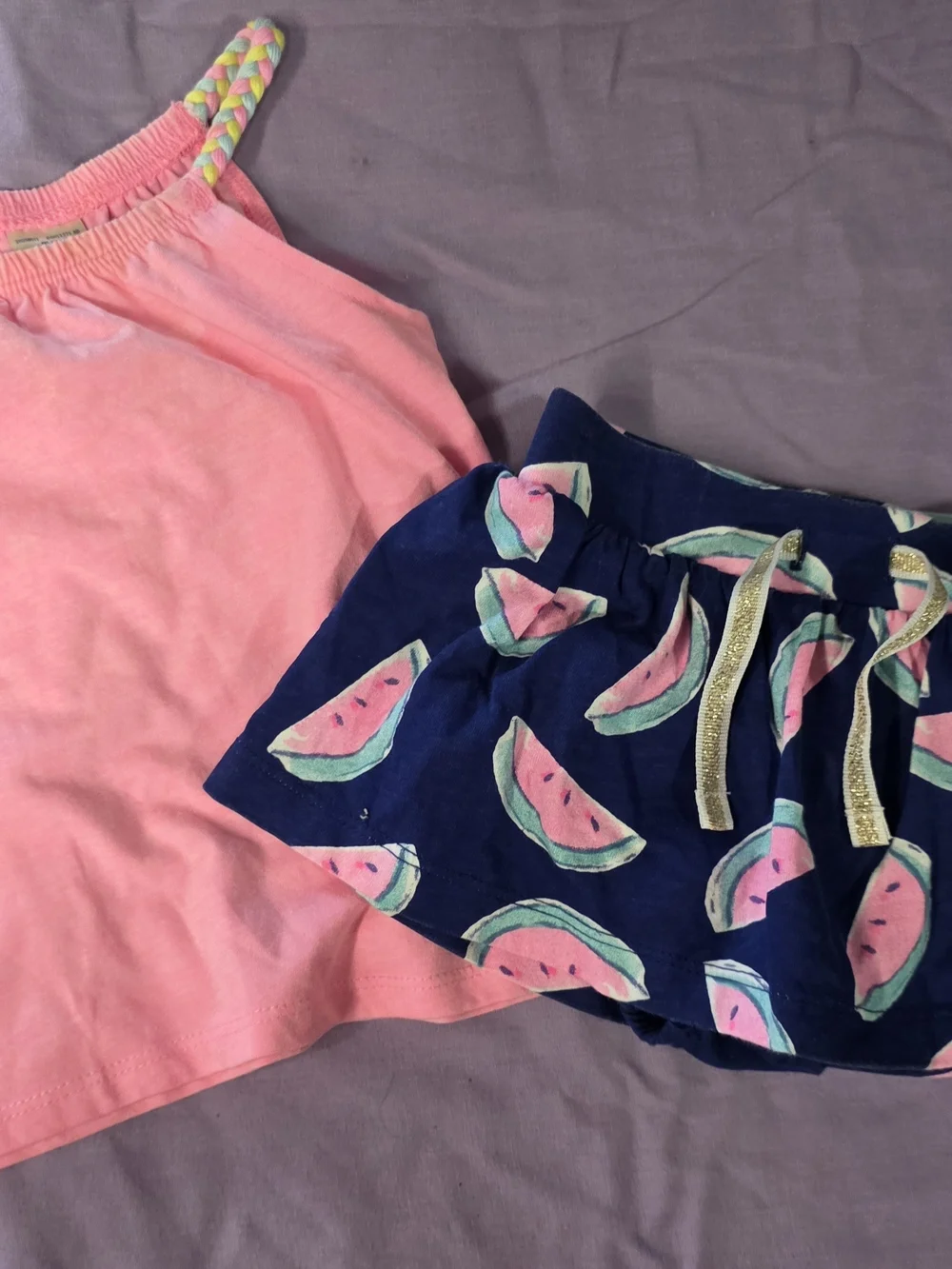 OshKosh B'gosh Pink Tank Top with Navy Watermelon Print Skirt
